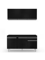 Armário Aéreo Argélia e Balcão para Pia 150cm Dakota Preto - Lumil Móveis