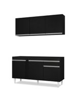 Armário Aéreo Argélia e Balcão para Pia 150cm Dakota Preto - Lumil Móveis