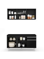 Armário Aéreo Argélia e Balcão para Pia 150cm Dakota Preto - Lumil Móveis