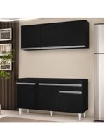 Armário Aéreo Argélia e Balcão para Pia 150cm Dakota Preto - Lumil Móveis