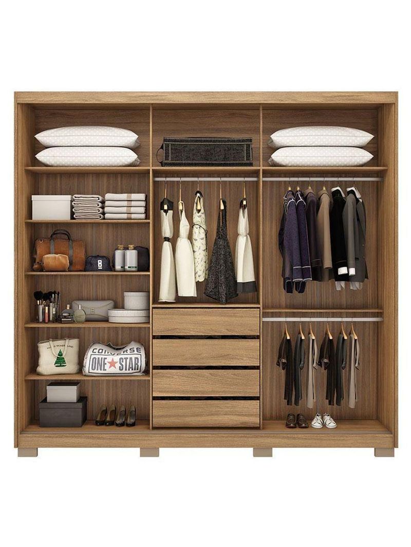 Cômoda London e Guarda Roupa Casal Dalila 32415PE Amendola Off White Flex com Pés - Demóbile