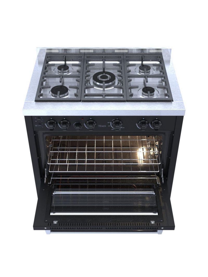 Fogão 5 Bocas Venax Temis A Gas Mesa De Inox Preto 220V