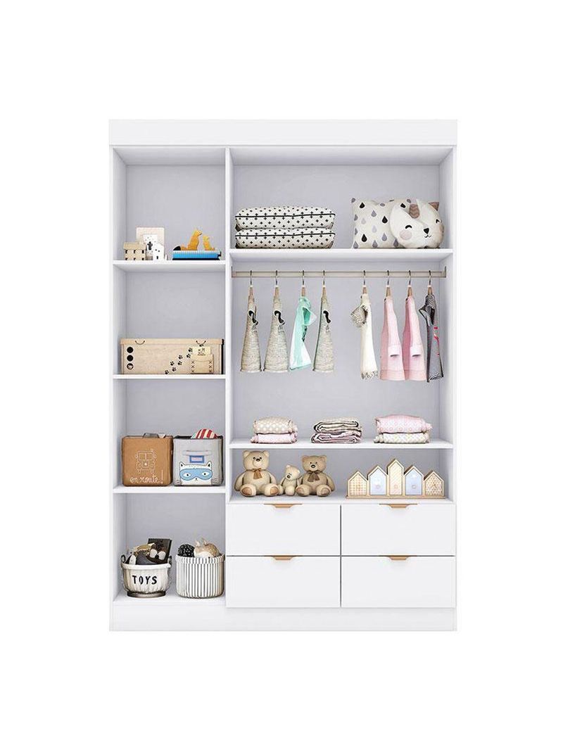 Guarda Roupa Infantil Ayla 3 Portas Branco Acetinado - Phoenix