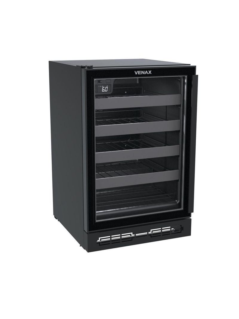 Adega Venax Cave In 100 Porta Invertida 82L Com Opção De Embutir Preto Fosco 127V
