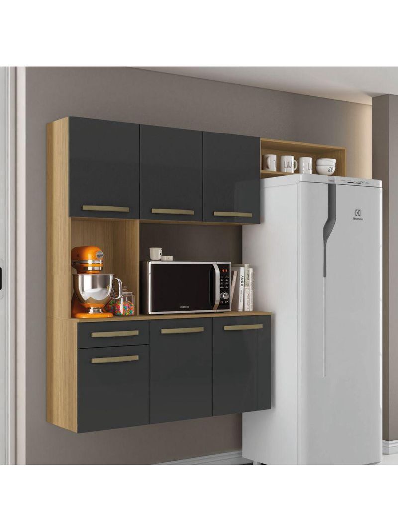 Armário de Cozinha Completa Suspenso  Freijó Aramóveis