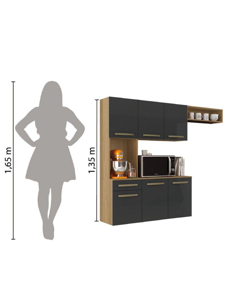 Armário de Cozinha Completa Suspenso  Freijó Aramóveis