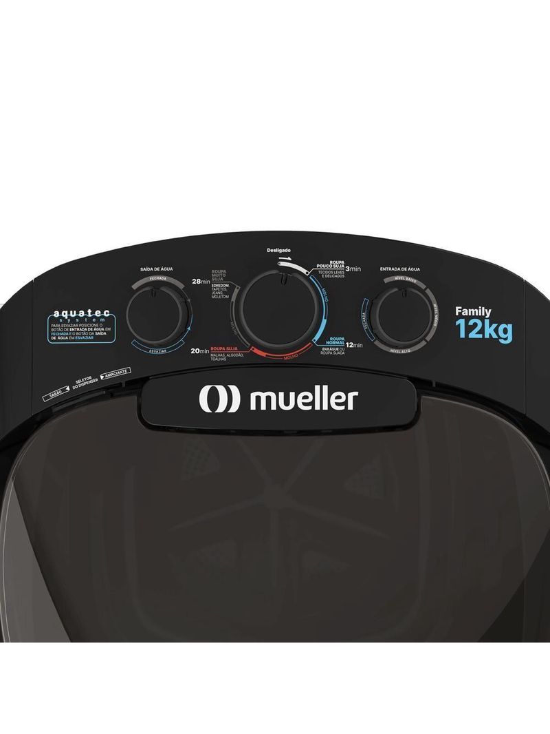 Tanquinho Mueller 12 Kg Family Aquatec Preto - 220v