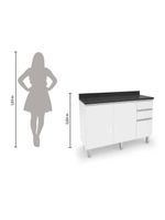 Balcão De Cozinha E Lavanderia 1,20m Top Class Branco Branco