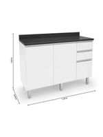 Balcão De Cozinha E Lavanderia 1,20m Top Class Branco Branco