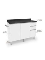 Balcão De Cozinha E Lavanderia 1,20m Top Class Branco Branco