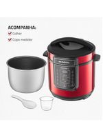 Panela de Pressão Elétrica Digital Mondial 6L Vermelho/Inox PE-60-6L-RI – 127V