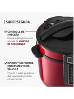 Panela de Pressão Elétrica Digital Mondial 6L Vermelho/Inox PE-60-6L-RI – 127V