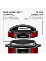 Panela de Pressão Elétrica Digital Mondial 6L Vermelho/Inox PE-60-6L-RI – 127V