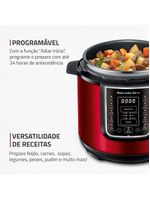 Panela de Pressão Elétrica Digital Mondial 6L Vermelho/Inox PE-60-6L-RI – 127V