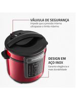 Panela de Pressão Elétrica Digital Mondial 6L Vermelho/Inox PE-60-6L-RI – 127V