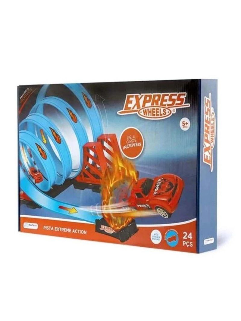 Pista De Corrida Multikids Br1019 Extreme Action Track Set 360º 24 Peças Azul
