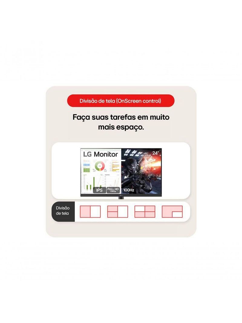Monitor LG 24” IPS Full HD 100Hz HDMI Ajuste de Inclinação 24MS500-B