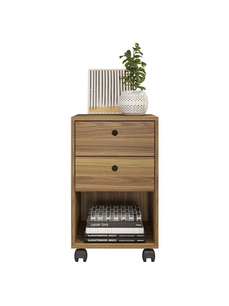 Gaveteiro Escritório 2 Gavetas Rodízios Meta Marrom Caemmun