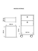 Gaveteiro Escritório 2 Gavetas Rodízios Meta Marrom Caemmun