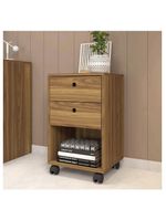 Gaveteiro Escritório 2 Gavetas Rodízios Meta Marrom Caemmun