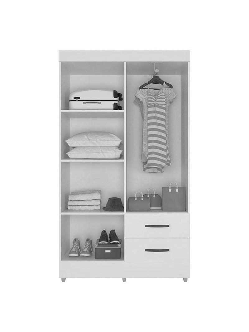 Guarda Roupa Solteiro 4 Portas e Cômoda 4 Gavetas Lite Nature Off White – Móveis Leão
