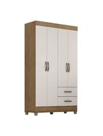 Guarda Roupa Solteiro 4 Portas e Cômoda 4 Gavetas Lite Nature Off White – Móveis Leão