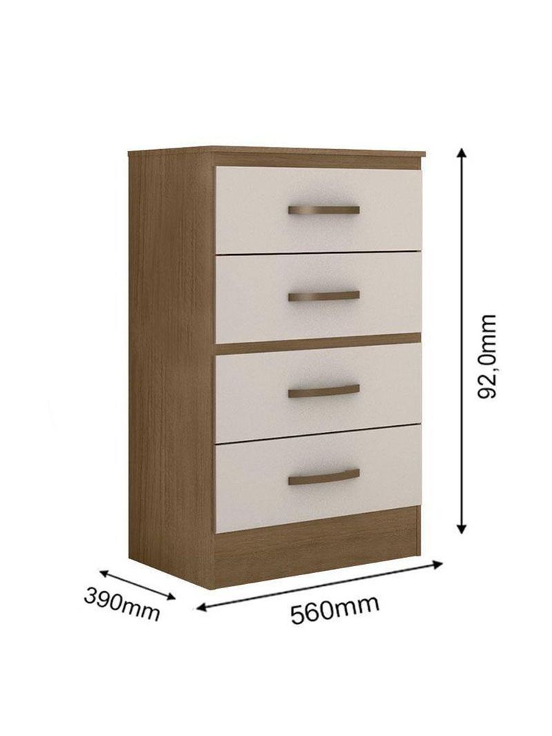 Guarda Roupa Solteiro 4 Portas e Cômoda 4 Gavetas Lite Nature Off White – Móveis Leão