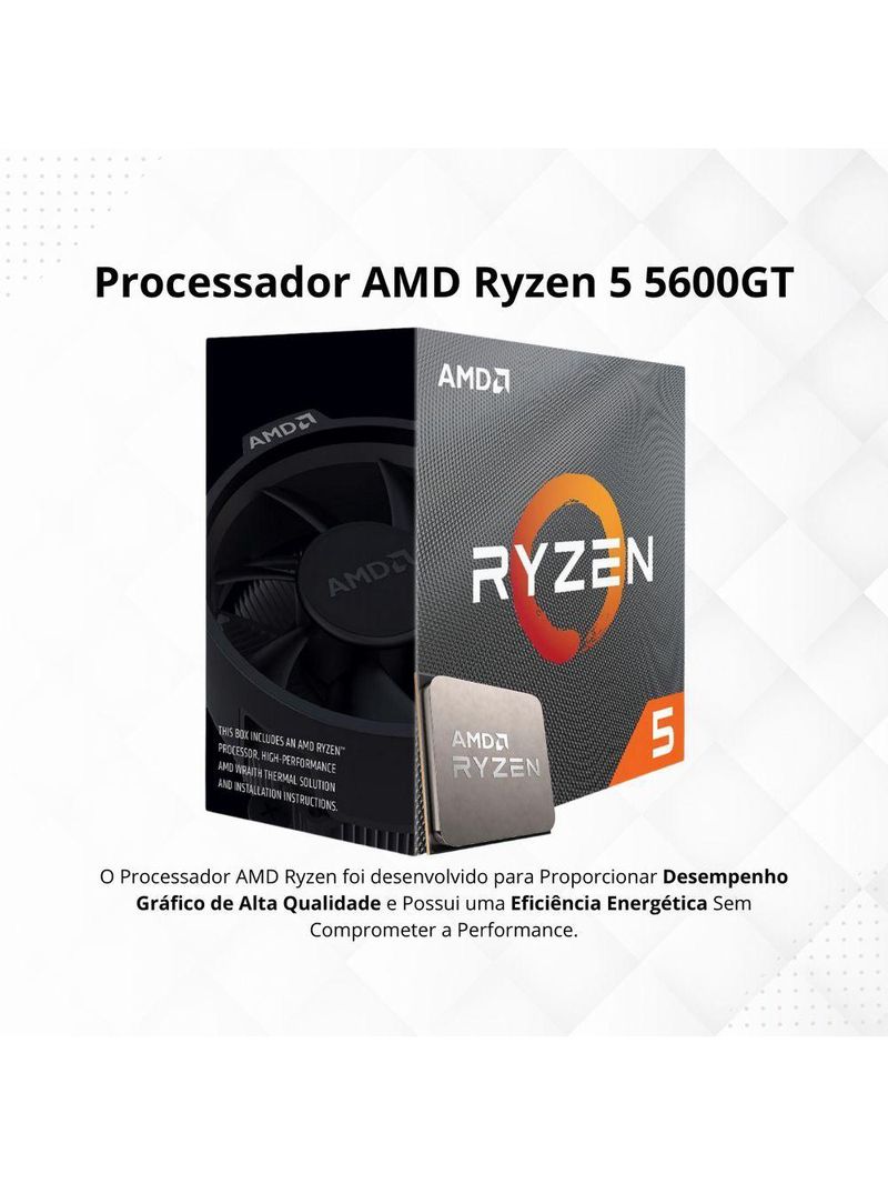 Computador Cpu Gamer Amd Ryzen 5600gt 16gb Ddr4 Ssd 512gb Fonte 500w Bivolt Windows