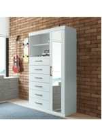 Cômoda Multiuso 1 Porta 6 Gavetas Com Espelho Marabá Santos Andirá Branco
