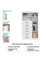 Cômoda Multiuso 1 Porta 6 Gavetas Com Espelho Marabá Santos Andirá Branco