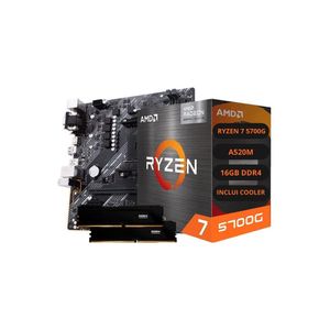 Kit Upgrade AMD Ryzen 7 5700G Vega 8 Placa Mãe A520 Memória RAM 16GB DDR4