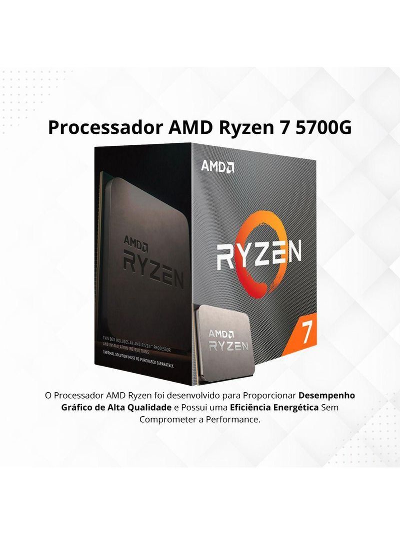 Kit Upgrade AMD Ryzen 7 5700G Vega 8 Placa Mãe A520 RAM16GB