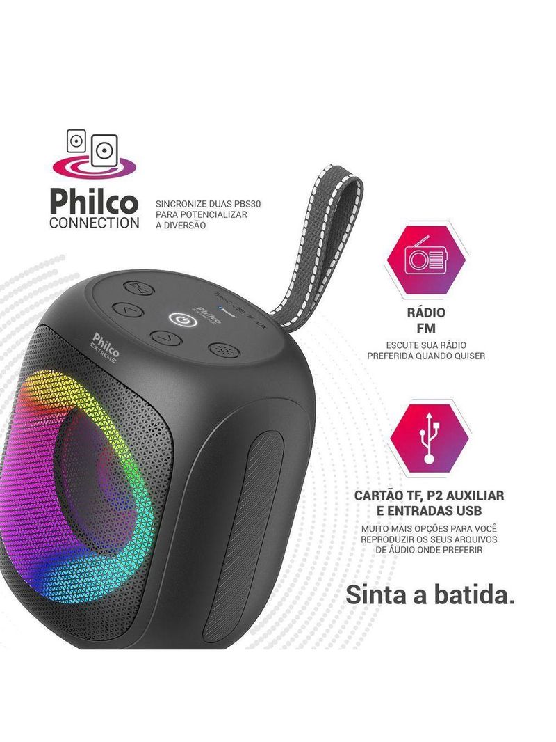 Speaker Philco PBS30 Flash Lights Bluetooth 30W Bivolt