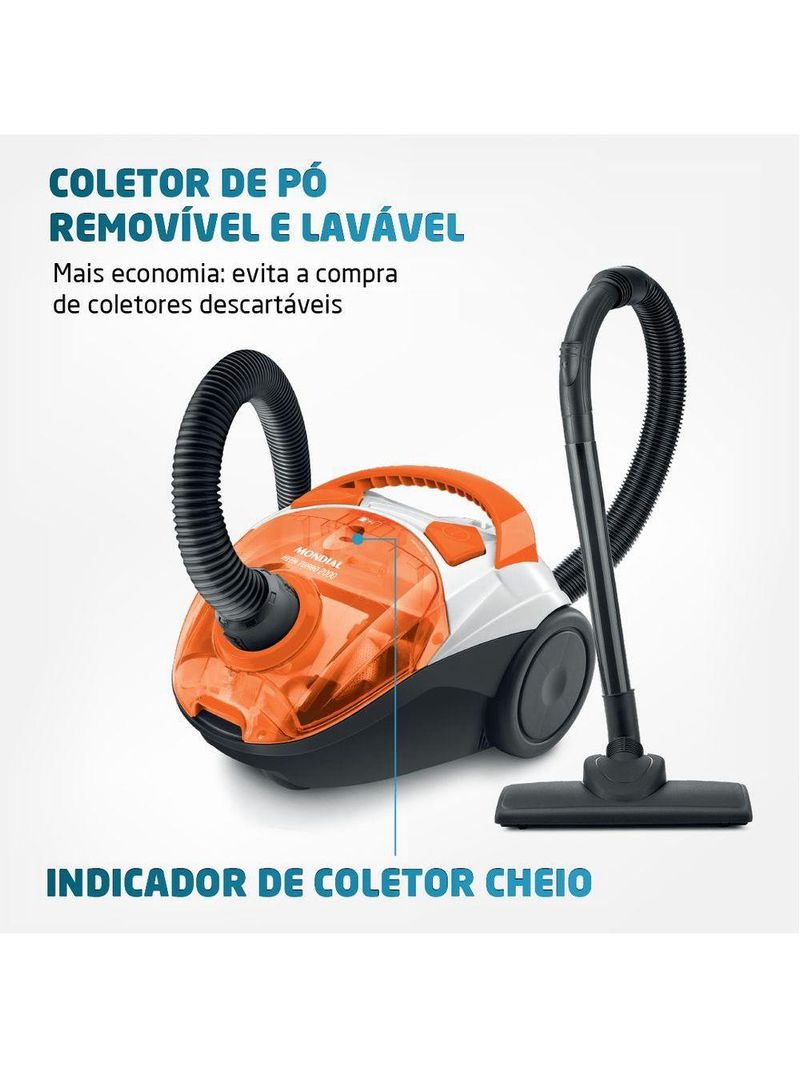 Aspirador De Pó Mondial Turbo Hepa Branco e Laranja AP-15 127V