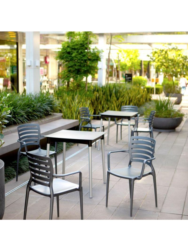 Cadeira Sofia Encosto Vazado com Braço Grafite Tramontina