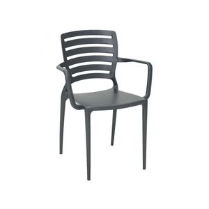 Cadeira Sofia Encosto Vazado com Braço Grafite Tramontina