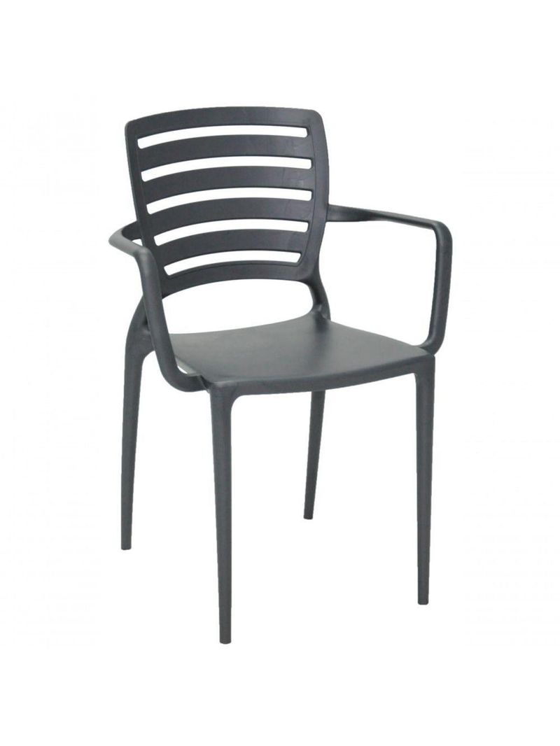 Cadeira Sofia Encosto Vazado com Braço Grafite Tramontina