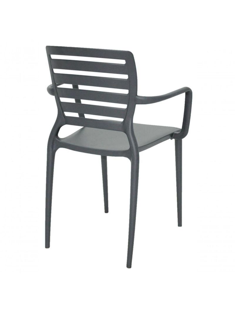 Cadeira Sofia Encosto Vazado com Braço Grafite Tramontina