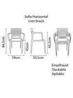 Cadeira Sofia Encosto Vazado com Braço Grafite Tramontina