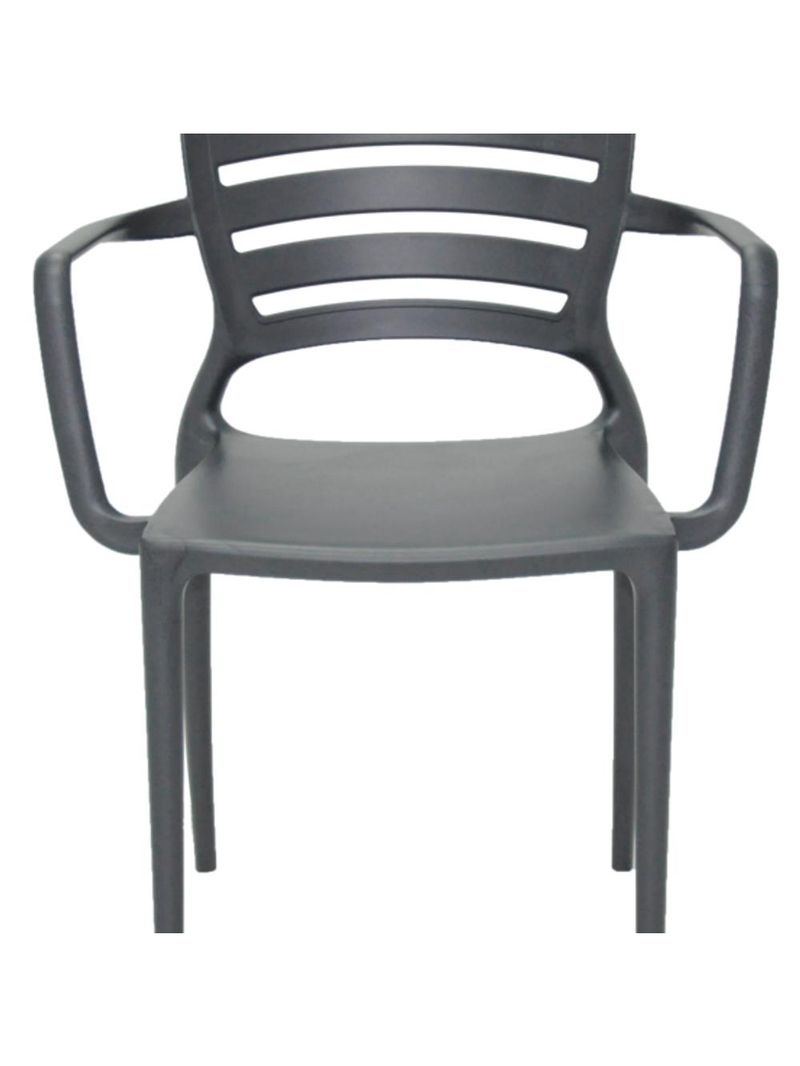 Cadeira Sofia Encosto Vazado com Braço Grafite Tramontina