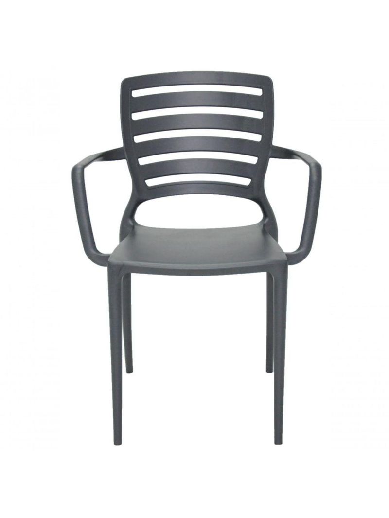 Cadeira Sofia Encosto Vazado com Braço Grafite Tramontina