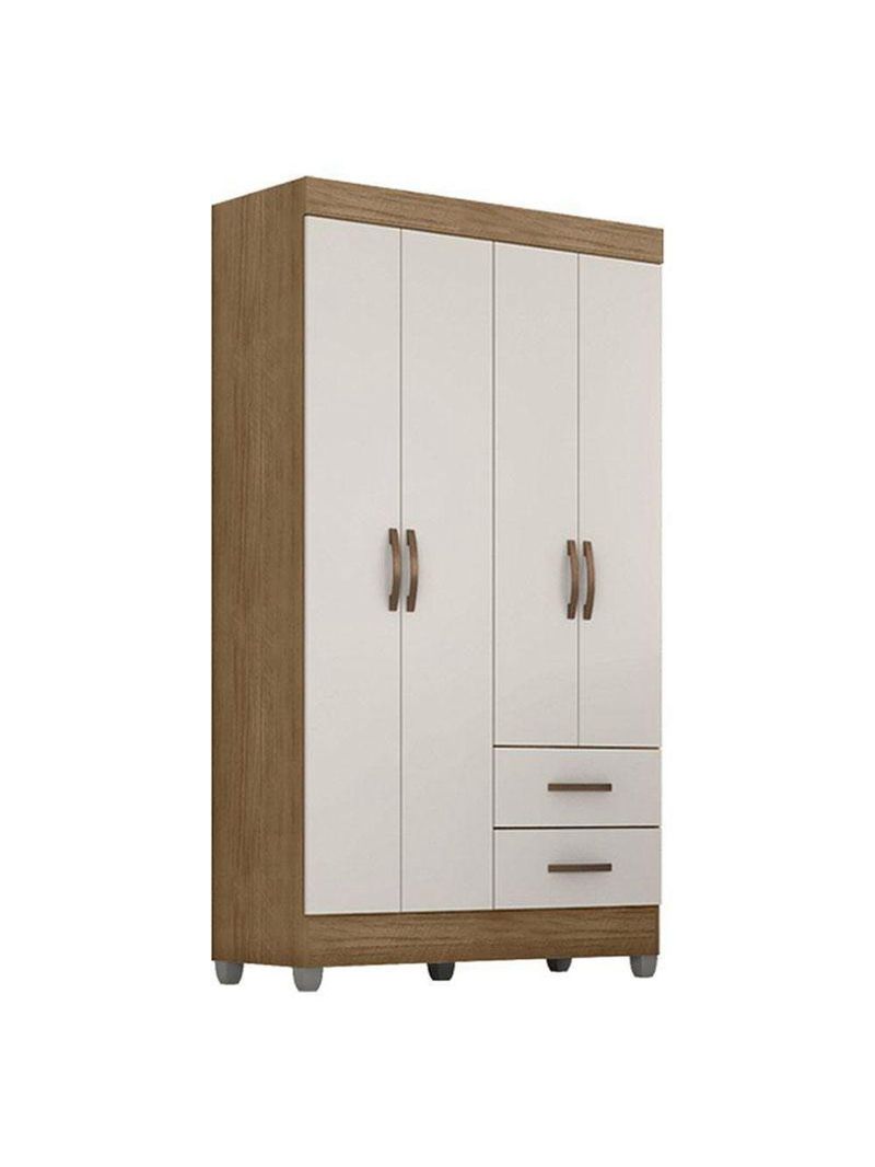 Guarda Roupa Solteiro Lite 4 Portas Nature Off White - Móveis Leão