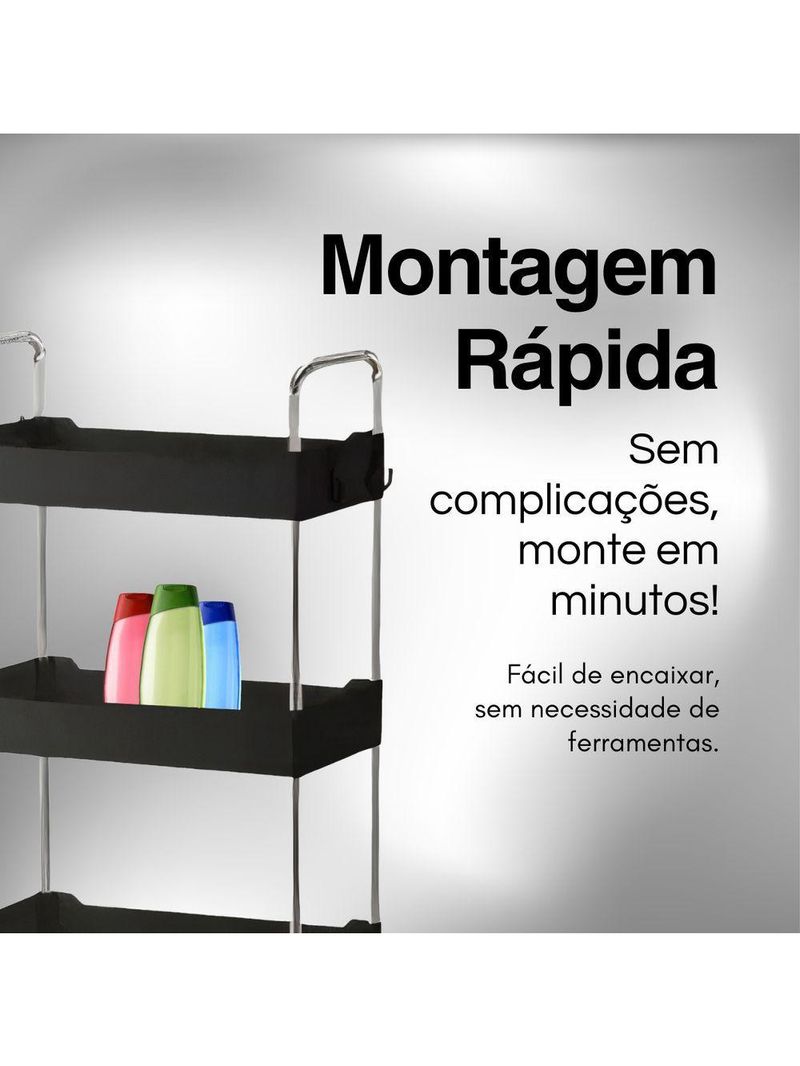 Estante Organizadora Móvel 4 Andares Prateleiras Com Rodízios
