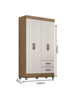 Guarda Roupa Solteiro Lite 4 Portas Nature Off White - Móveis Leão