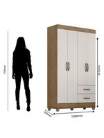 Guarda Roupa Solteiro Lite 4 Portas Nature Off White - Móveis Leão