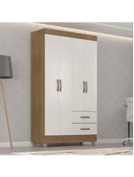 Guarda Roupa Solteiro Lite 4 Portas Nature Off White - Móveis Leão