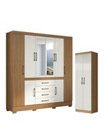 Guarda-Roupa Casal Nápole 2045149 e Armário Multiuso New 2000192 Atacama Off White – Aramóveis