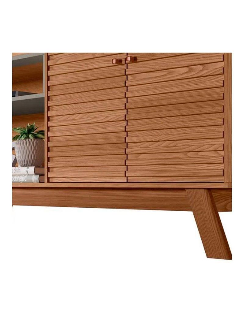 Rack Camboriú 160Cm Para Tv Até 65" Amêndoa E Titânio