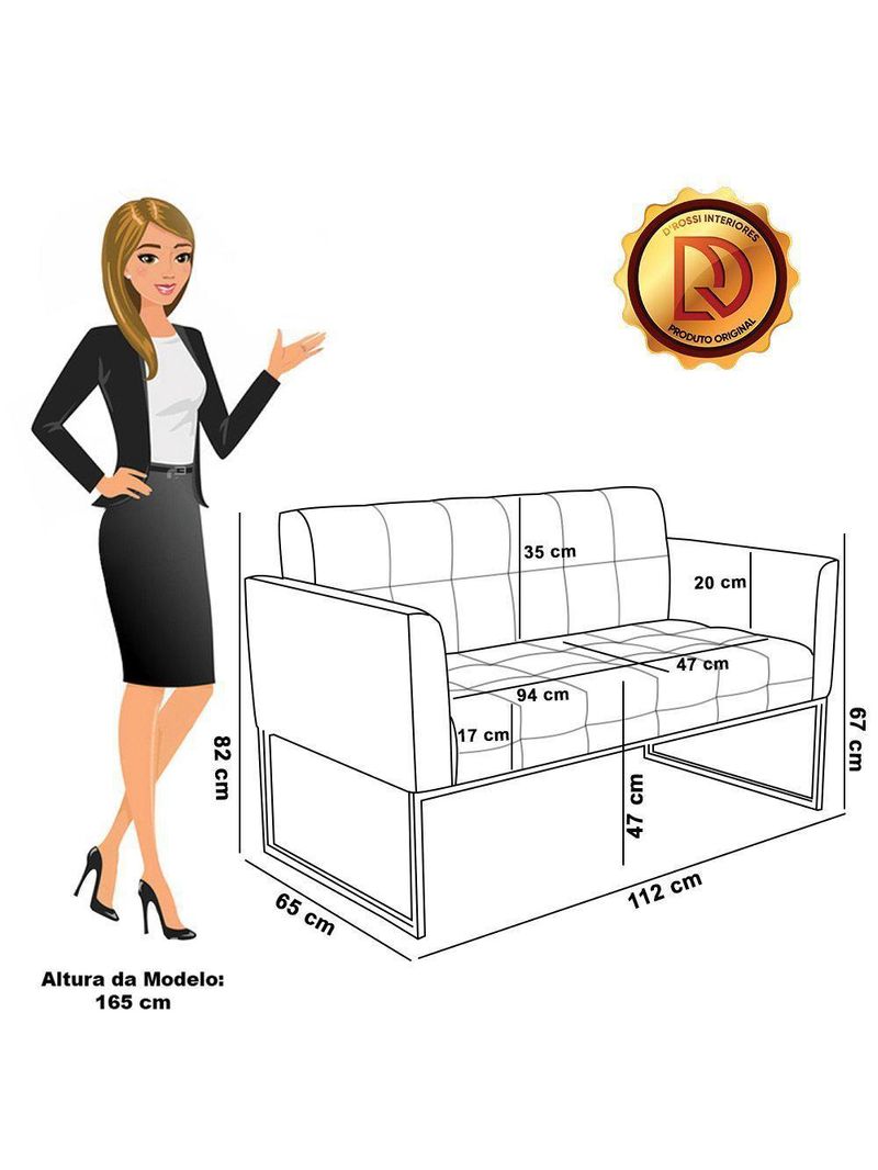 Kit 1 Sofá Namoradeira E 2 Poltronas Elisa  Base Metálica