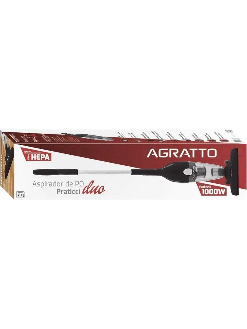 Aspirador De Pó Vertical 2 Em 1 1000W Duo AS-01 Agratto 110V
